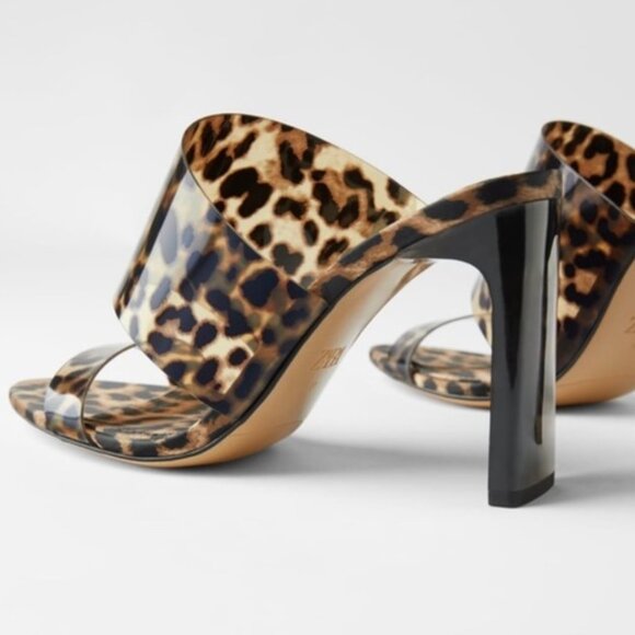 Zara Leopard Print Open Toed Heeled Mules | 39 - Picture 7 of 7